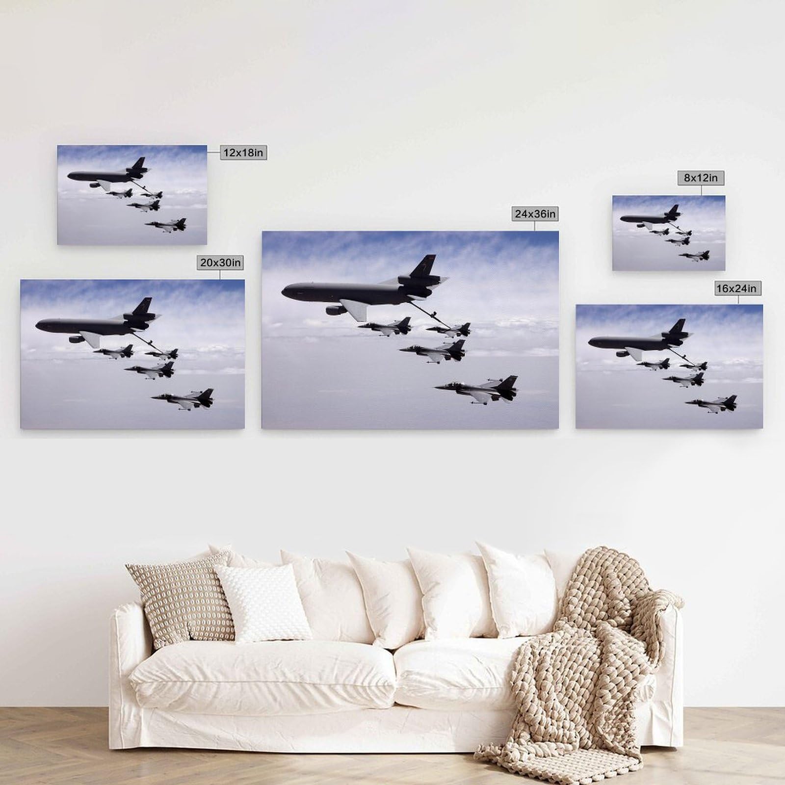 KC-10 - Póster de la Fuerza Aérea de los Estados Unidos, diseño militar de aviones azul marino, para reabastecimiento de combustible aéreo, lienzo decorativo para pared, dormitorio, oficina, sala de