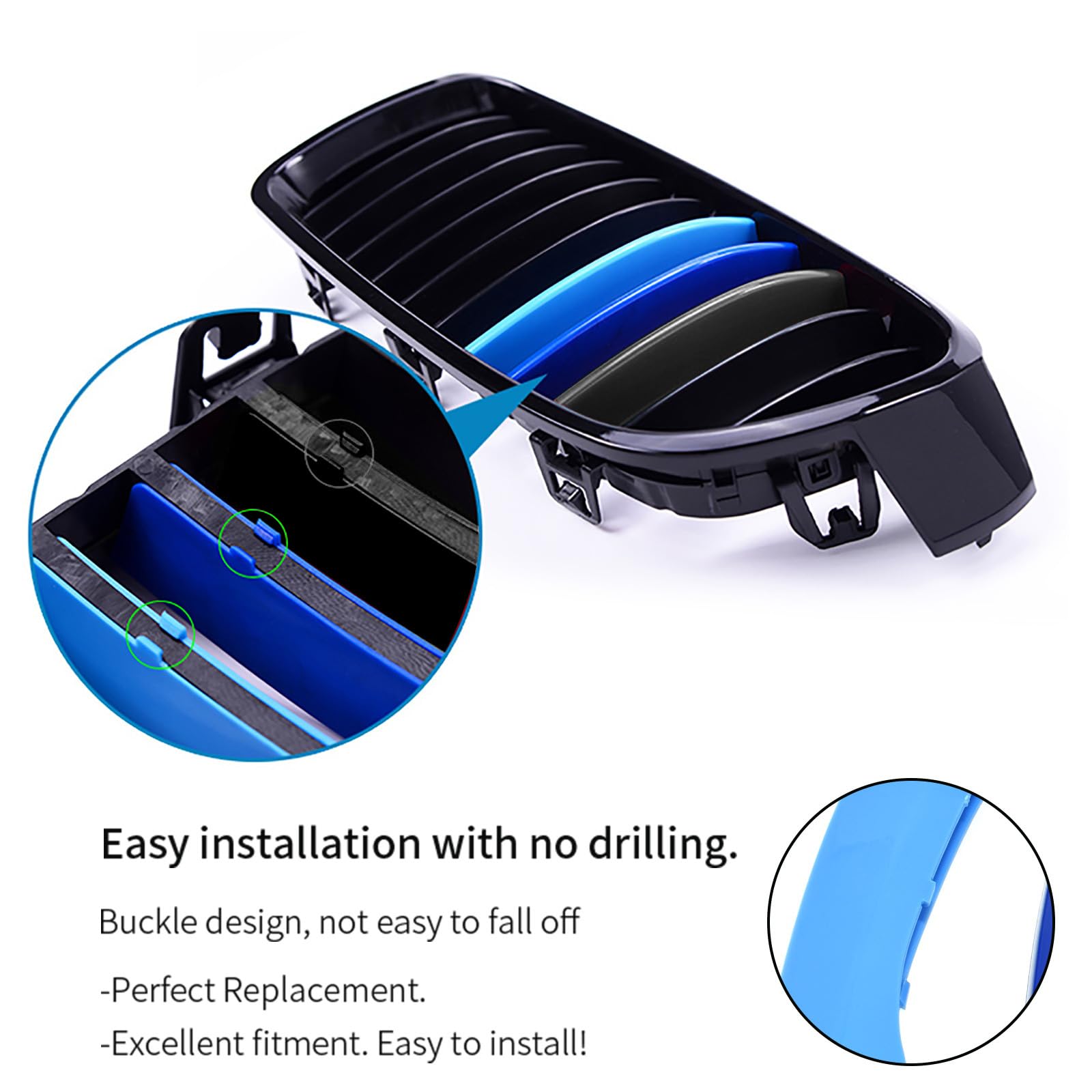 Bandes De Calandre BMW X3 2007-2010 - 3 Pièces ABS Couleurs Vives - Installation Facile Clip