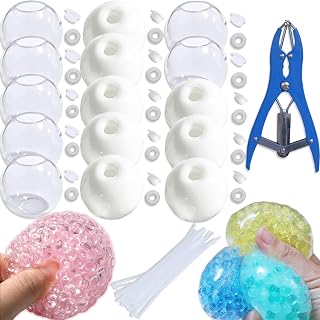 15pcs DIY Stress Ball Kit – Blank Skins with Air Pump & Expander Tool for Making Pressure Balls, Make Your Own Fidget Pressure Balls for Adults (8White+7Transparent)