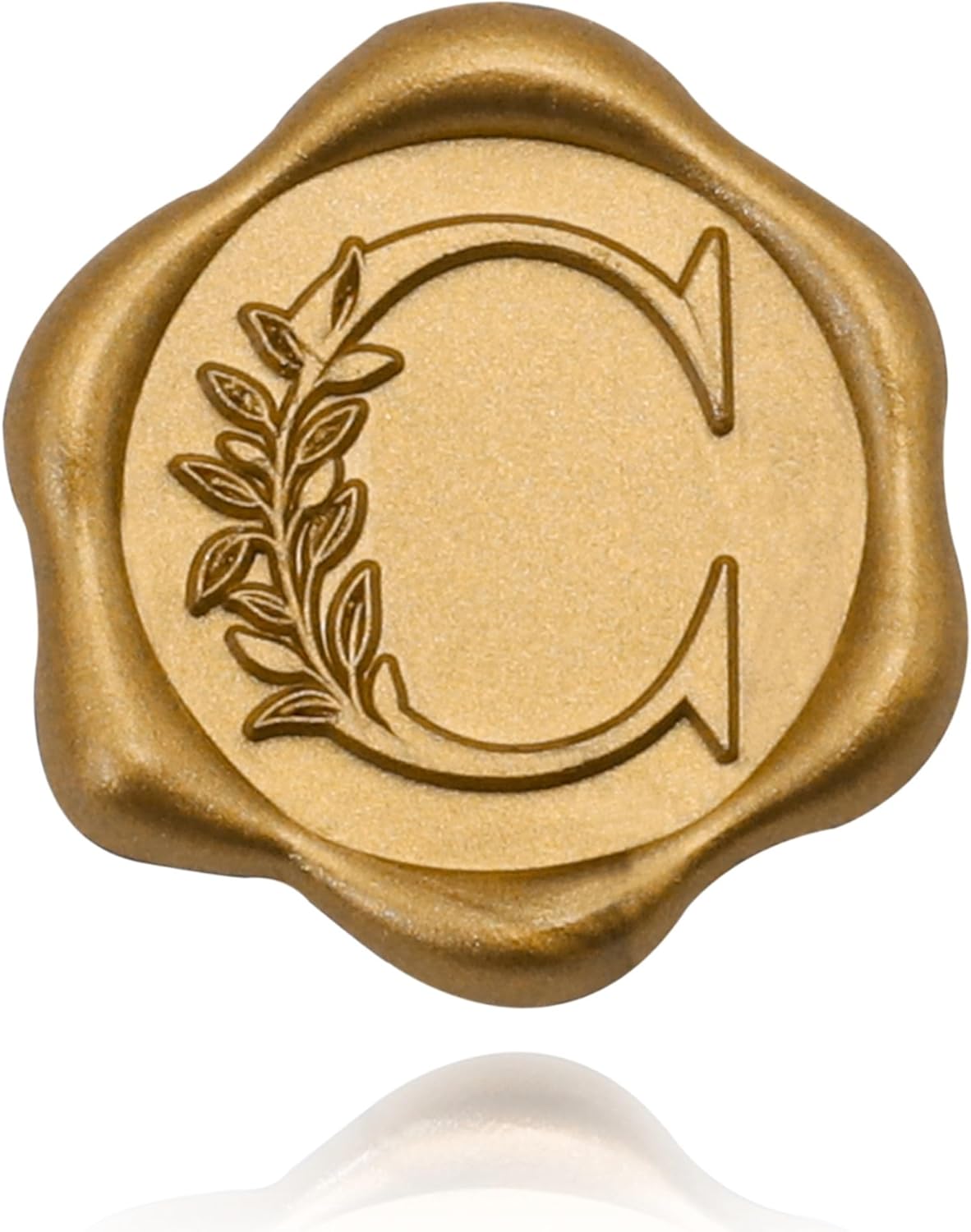 SWANGSA 100 Pack Letter C Wax Seal Stickers, Antique Gold Botanical Leaves Initial Alphabet Self-Adhesive, Wedding Party Invitation Envelope