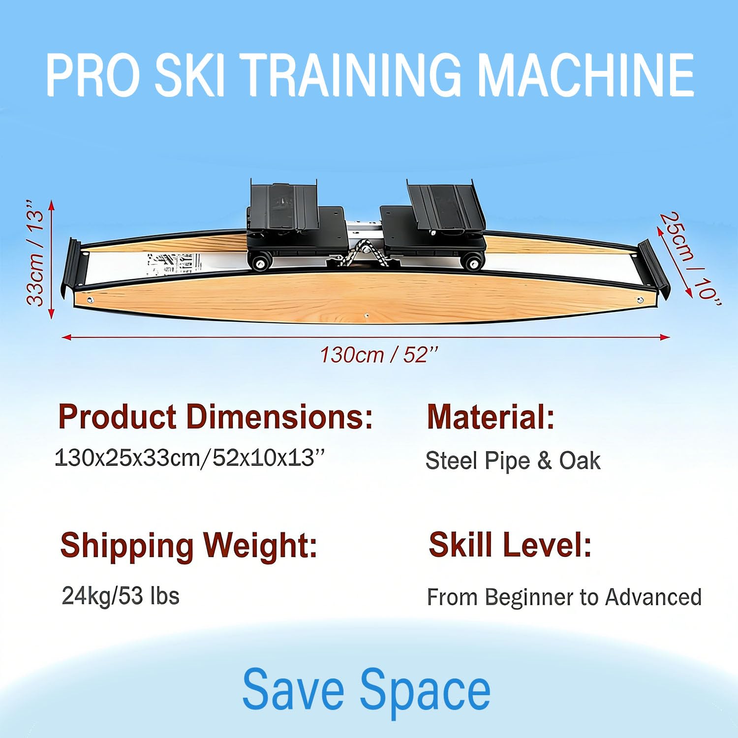 Ski-Trainingsgerät für zu Hause Skimaschine simuliertes Ski-Gerät für den Innenbereich Schnee-Ski-Simulator Indoor-Ski-Crosstrainer Kraft und Gleichgewichtstrainingsgerät