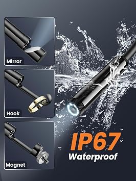 Endoscope Inspection Camera, 1920P HD Borescope with 8 LED Lights, 10M Semi-Rigid Snake Inspection camera, IP67 Waterproof Drain Pipe Borescope Mens Gadgets for iOS and Android