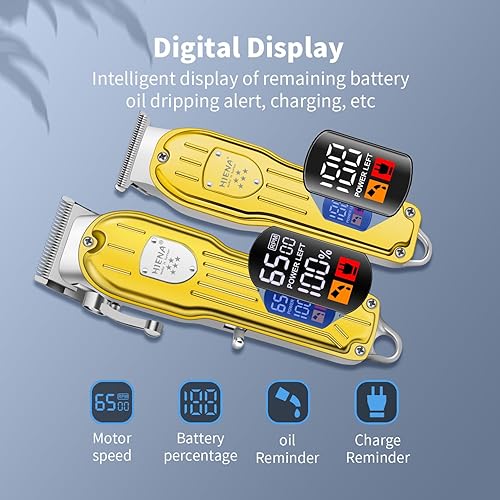 Miniatura 6 de HIENA PRO Juego de cortapelos profesional, kit de peluquero inalámbrico recargable y juego de corte de cabello, afeitadoras eléctricas de aluminio y