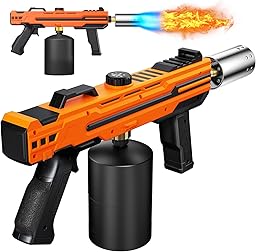 Powerful Propane Torch Gun, Flame Thrower Kitchen Torch Cooking with Adjustable Flame, Torche Propane Gun Butane Torch for Searing Steak, BBQ, Campfire, Fireplace (Tank Not Included)(Orange)