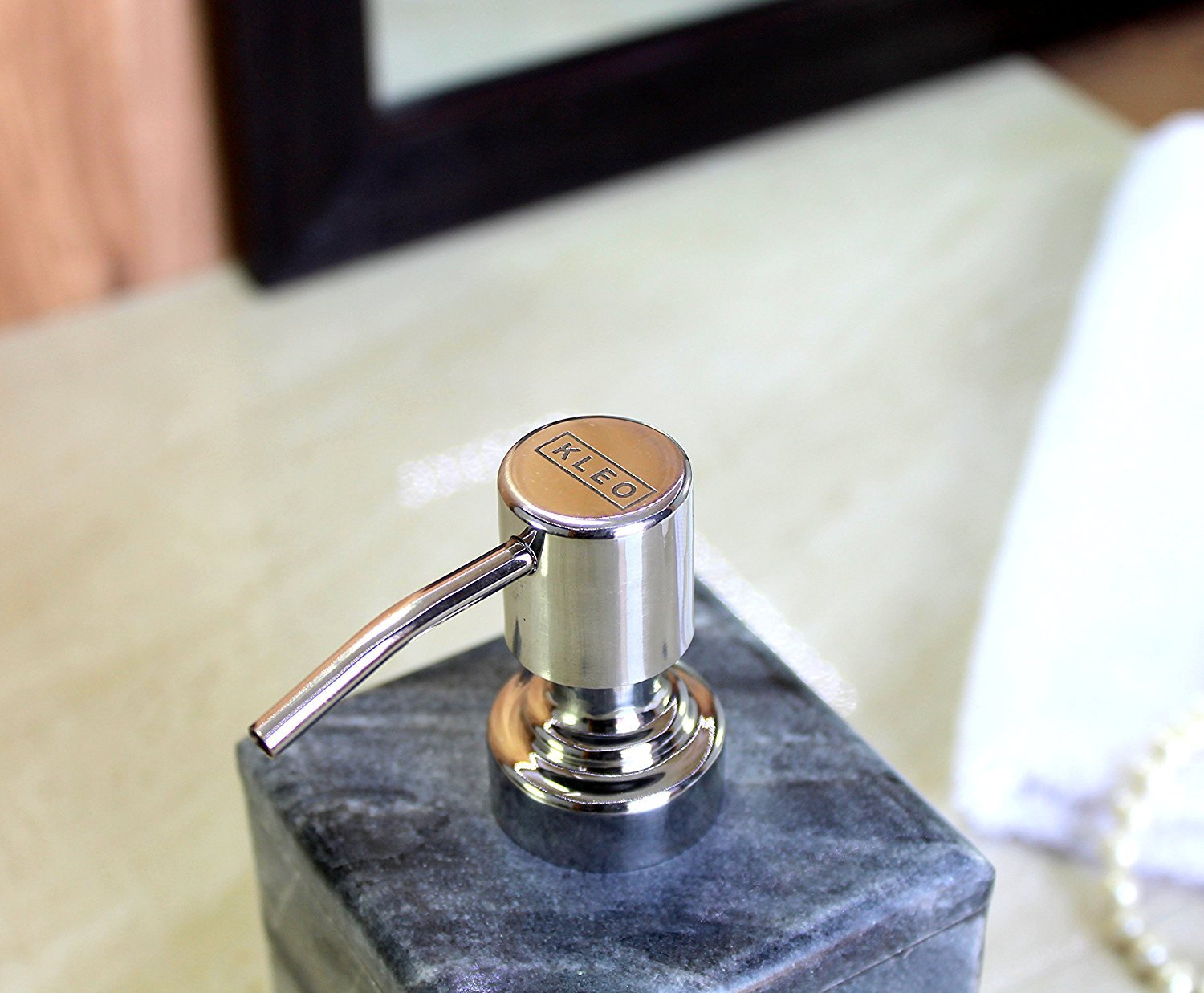 KLEO Marble Soap Dispenser - Made of Natural Marble Stone - Bath Bathroom Accessories Lotion Dispenser (Black) - Image 3 thumbnail