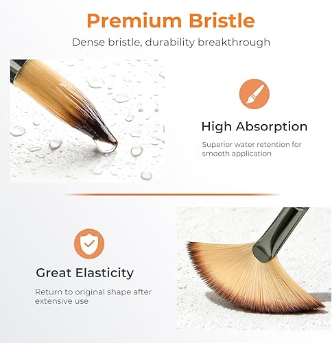 Miniatura 3 de Nicpro Juego de 26 pinceles de pintura, pinceles profesionales con cuchillo de paleta y rollo de tela, pinceles de pintura artística para pintura