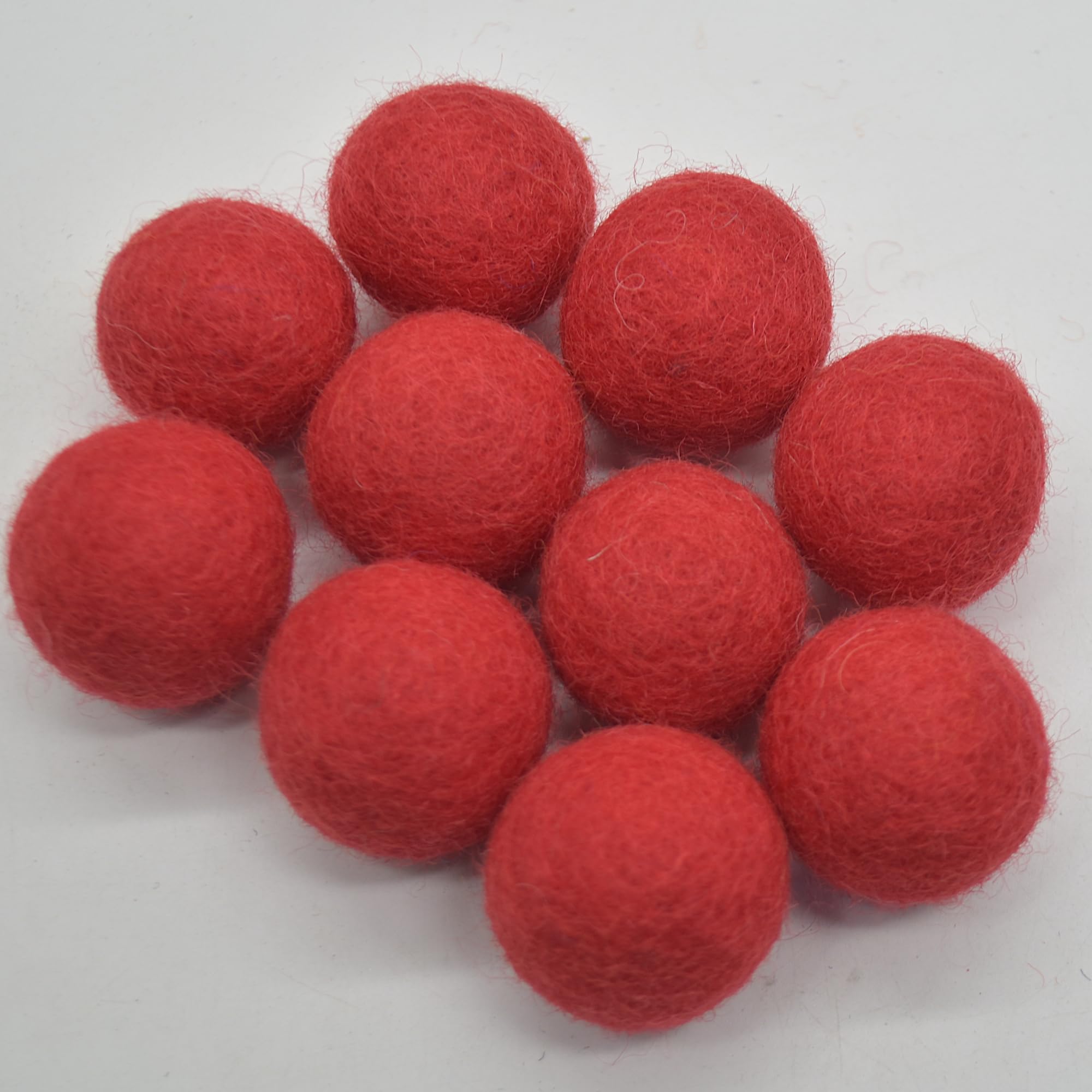Oriental Direct Red 100% Wool Felt Balls - 10 Count - 3Cm