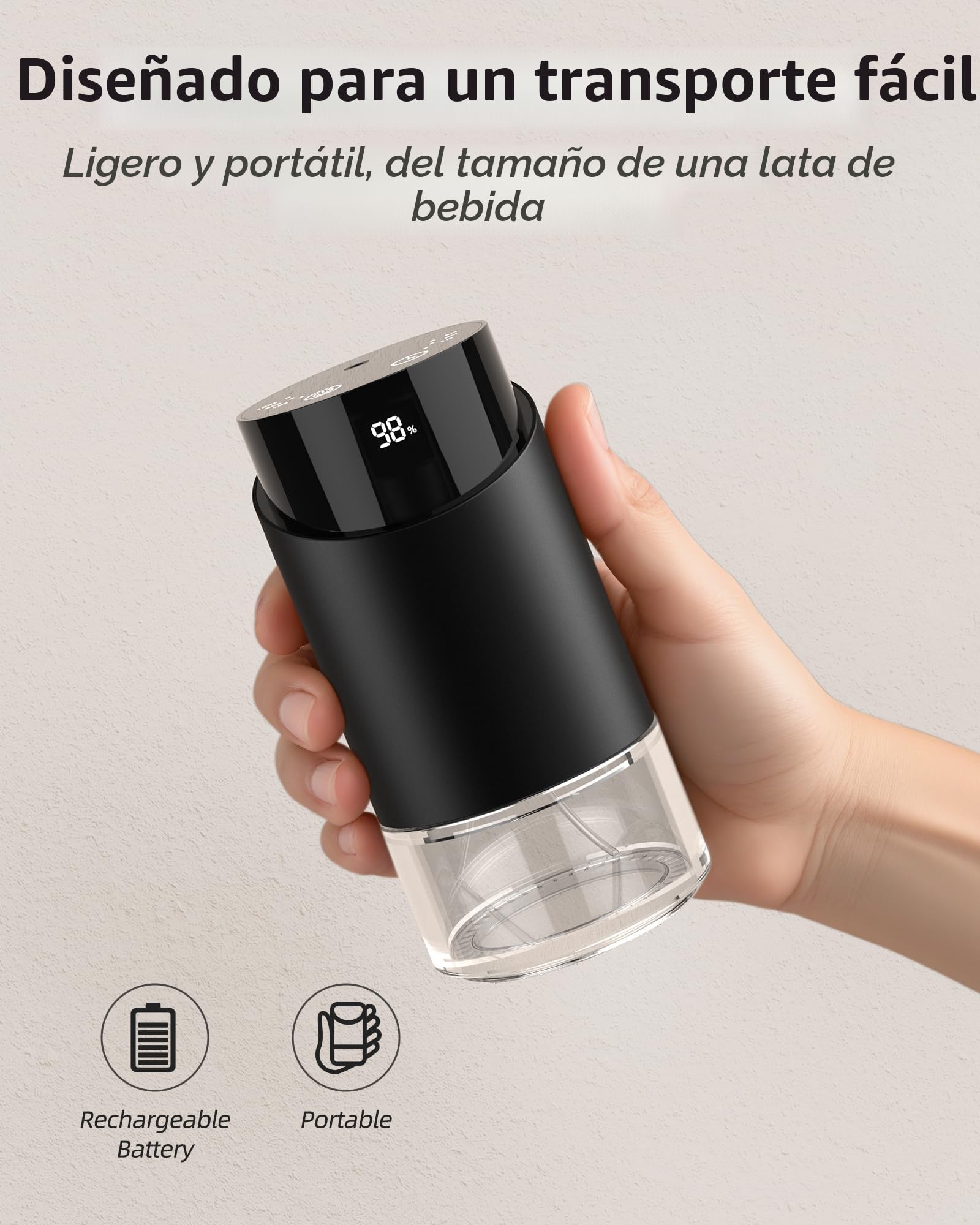 Difusor aceites Esenciales sin Agua, Difusor aceites Esenciales para casa Gran Espacio, Auto, Oficina, Casa, Mini difusor Coche, 4 Temporizador y 3 Niveles de Niebla, Capacidad 100ml