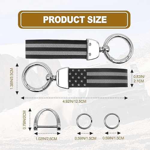 Miniatura 2 de KEVWR Llavero de coche con la bandera de Estados Unidos, llaveros circulares personalizados de aleación de zinc, compatible con camión, Chevrolet,