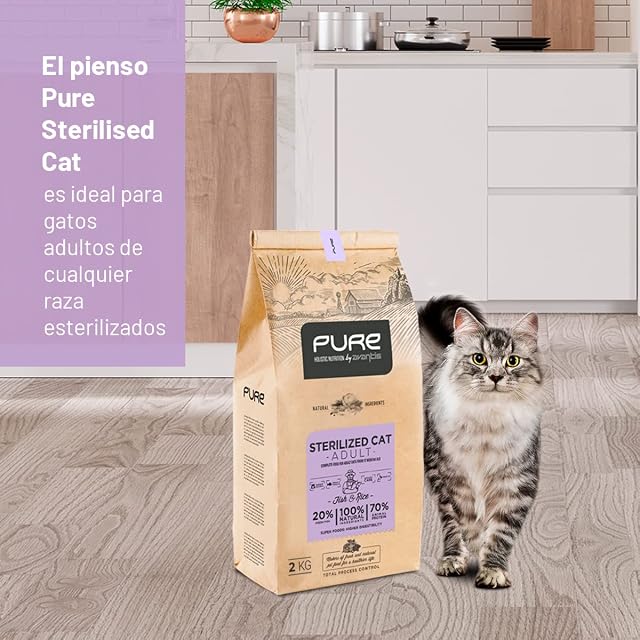 Foto 2 de 6 de Pure Sterilized Cat Pescado y Arroz 2 kg - Pienso Holístico con Carne Fresca para Gatos Esterilizados