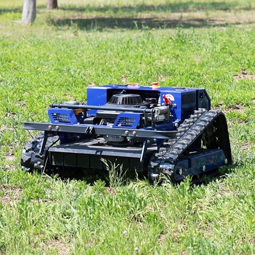 9HP Gas Remote Control Brush Cutter Mower, 55cm Wide Deck, 2-15cm Height, 45° Slope, Auto-Retract Blades, Brushless Motor, All-Terrain for Heavy Grass & Dense Brush