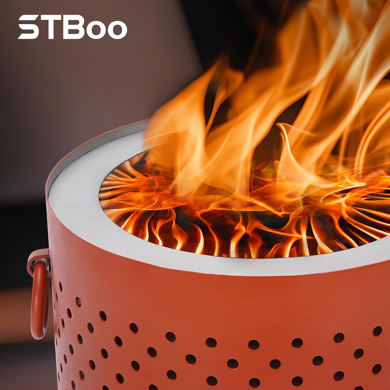 STBoo Tabletop Fire Pit - Low Smoke Pellet Table Top Firepit with Ash Tray | Indoor&Outdoor Mini Portable Personal Fireplace | Small Smores Firepit for Patio, Camping,Porch, Balcony,7.8inch Red