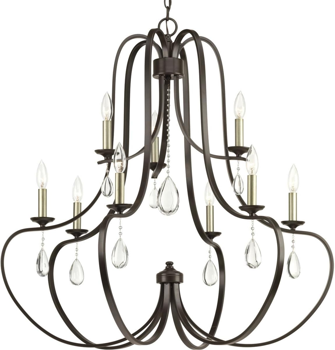 Progress Lighting P400088-020 Anjoux Nine-Light Chandelier, Brown
