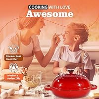 Vista 20 de Horno holandés de hierro fundido esmaltado con tapa, kit para hornear pan de 11 pulgadas, sartén esmaltada de 6 cuartos de galón, horno holandés