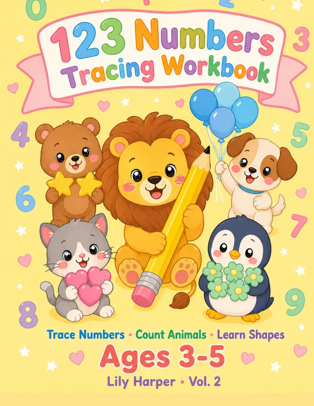 123 Numbers Tracing Workbook for Kids Ages 3-5: Number Tracing & Counting Practice with Cute Animals | Trace Numbers 0-10, Count, Color & Write First Number Words | Preschool & Kindergarten Math Prep