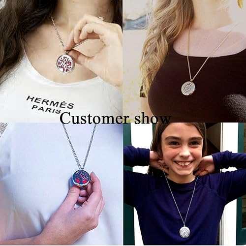 Miniatura 8 de Collar difusor de aceite esencial para cumpleaños, Navidad, joyería de cristal de aromaterapia, acero inoxidable, dije de medallón de bruja mágica