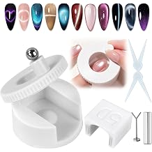 Rotating Cat Eye Magnet for Nails with Magnetic Ball, U-Shaped Nail Magnet, Heart & French Cat Eye Tools, Fast Create Glass Bead Wide Light French Heart Cateye Nails for Beginners Home White
