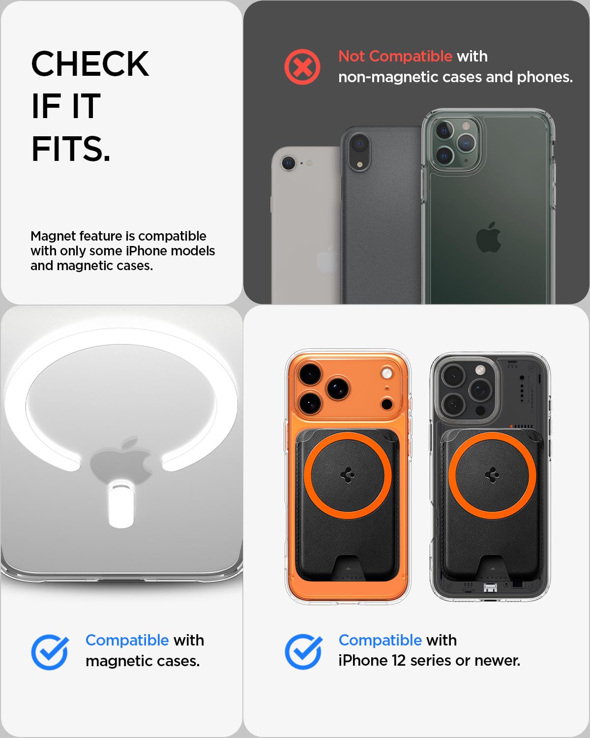 Spigen Valentinus MagFit+ Porte-Cartes Magnétique 5 Cartes Compatible avec iPhone 17/16/15, Autres modèles MagSafe, Google Pixel série 10 avec Pixelsnap Accessoires MagSafe - Noir