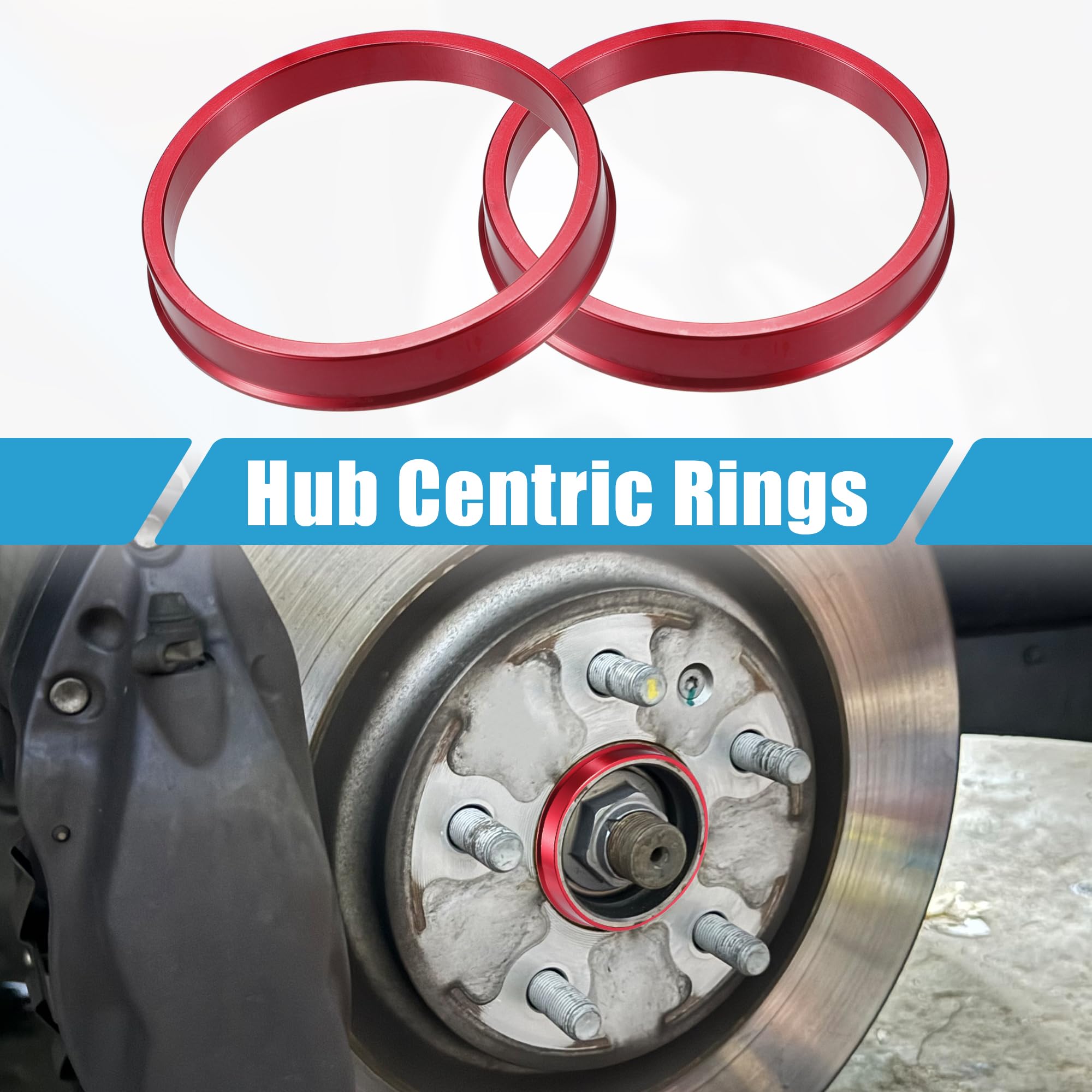 A ABSOPRO anellos centrici per Cerchi Auto OD 73.1mm a ID 65.1mm anellos centrici per Cerchi in Lega di Alluminio Rossi (Set di 4)