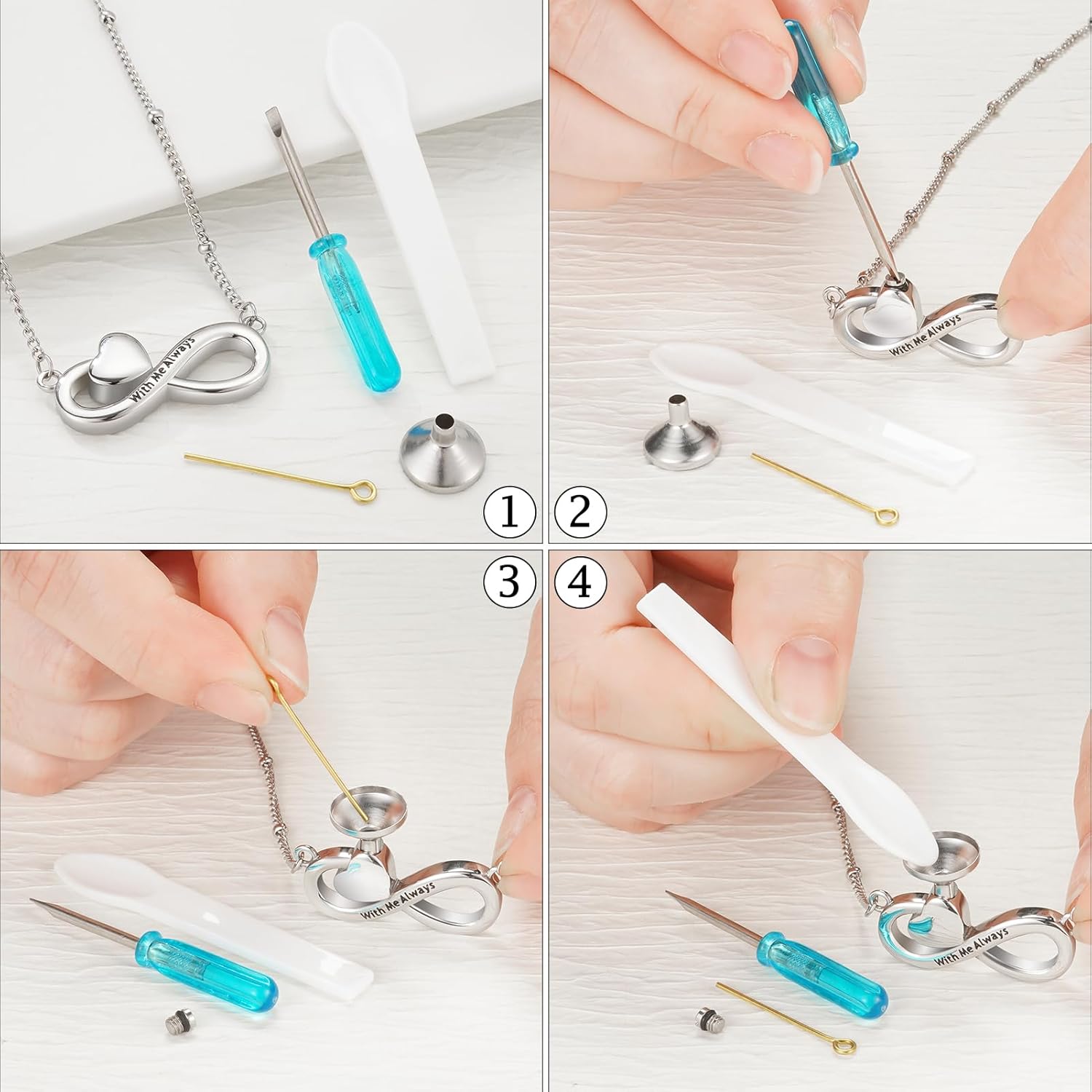 XIUDA Infinity Cremation Jewelry Heart Urn Necklace for Ashes Stainless Steel Urn Pendant Memorial Ashes Necklace for Women Men - Image 5