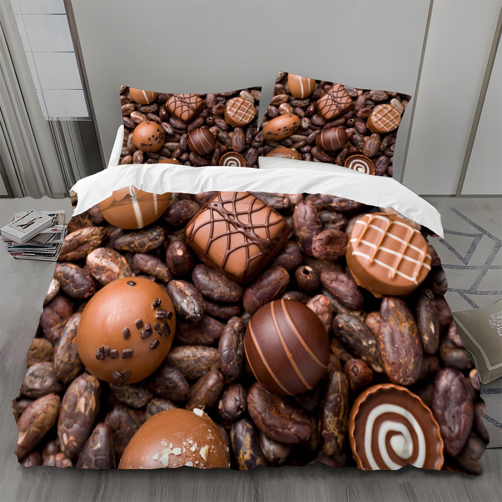 Amazon｜チョコレート寝具カバーパン布団カバーマイクロファイバー
