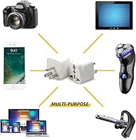 Vista 7 de Paquete de 4 adaptadores universales, adaptadores de viaje de enchufe de Europa a EE. UU. (blanco)