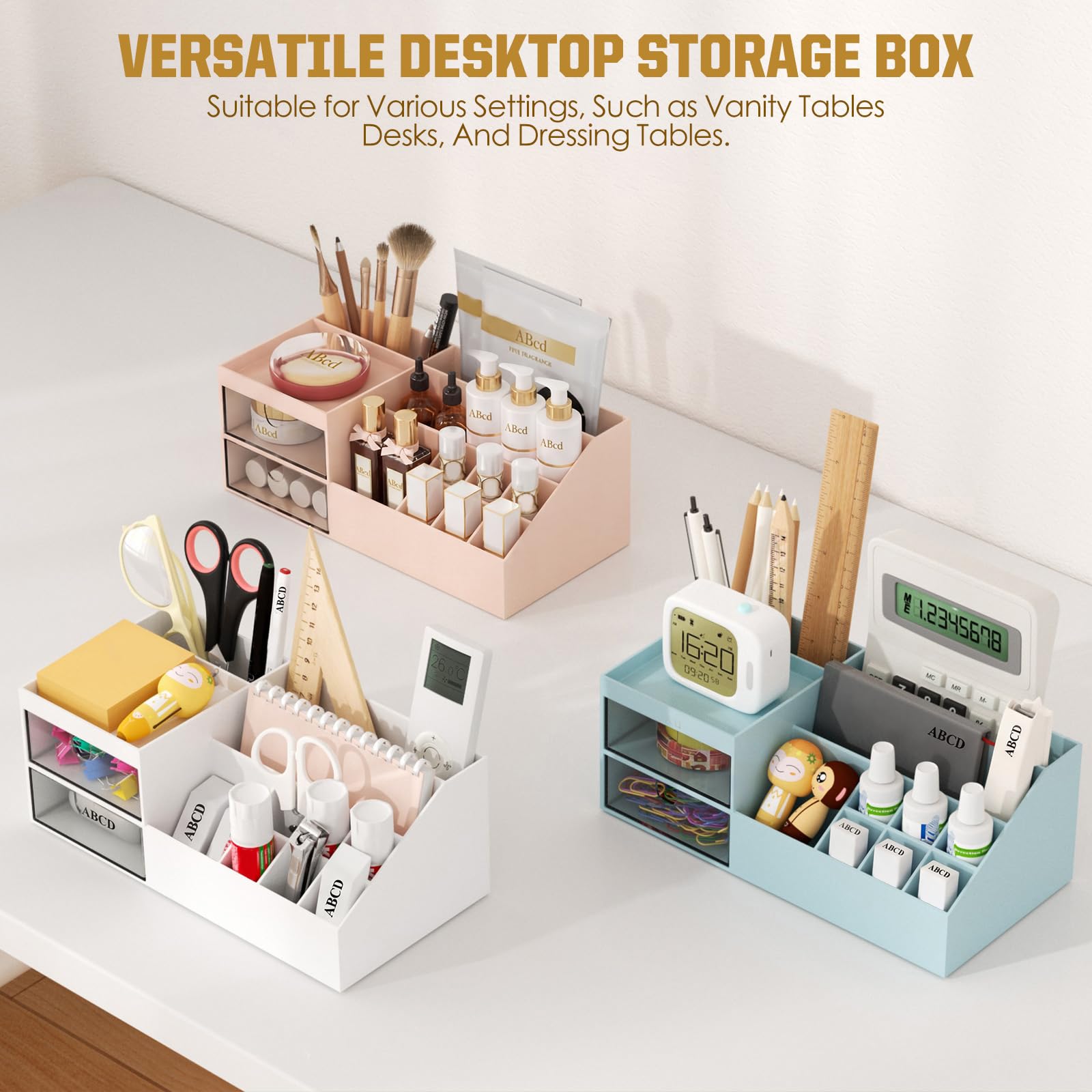 Subsky Makeup Organiser Cosmetics Storage with Drawers, Skincare Organiser, Offices Multi-function Organizer, Sturdy Cosmetic Storage Box with Drawers, for Dresser, Bedroom, Bathroom, White — view 5
