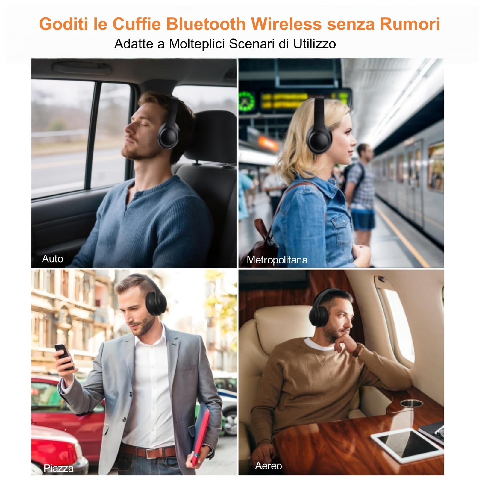 Cuffie TV Wireless con ANC Ibrido per Anziani, Trasmettitore 5-in-1 (Ottico/Coassiale/RCA/USB/AUX), Nessun Ritardo Audio, Voce Chiara, Compatibili con TV/PC