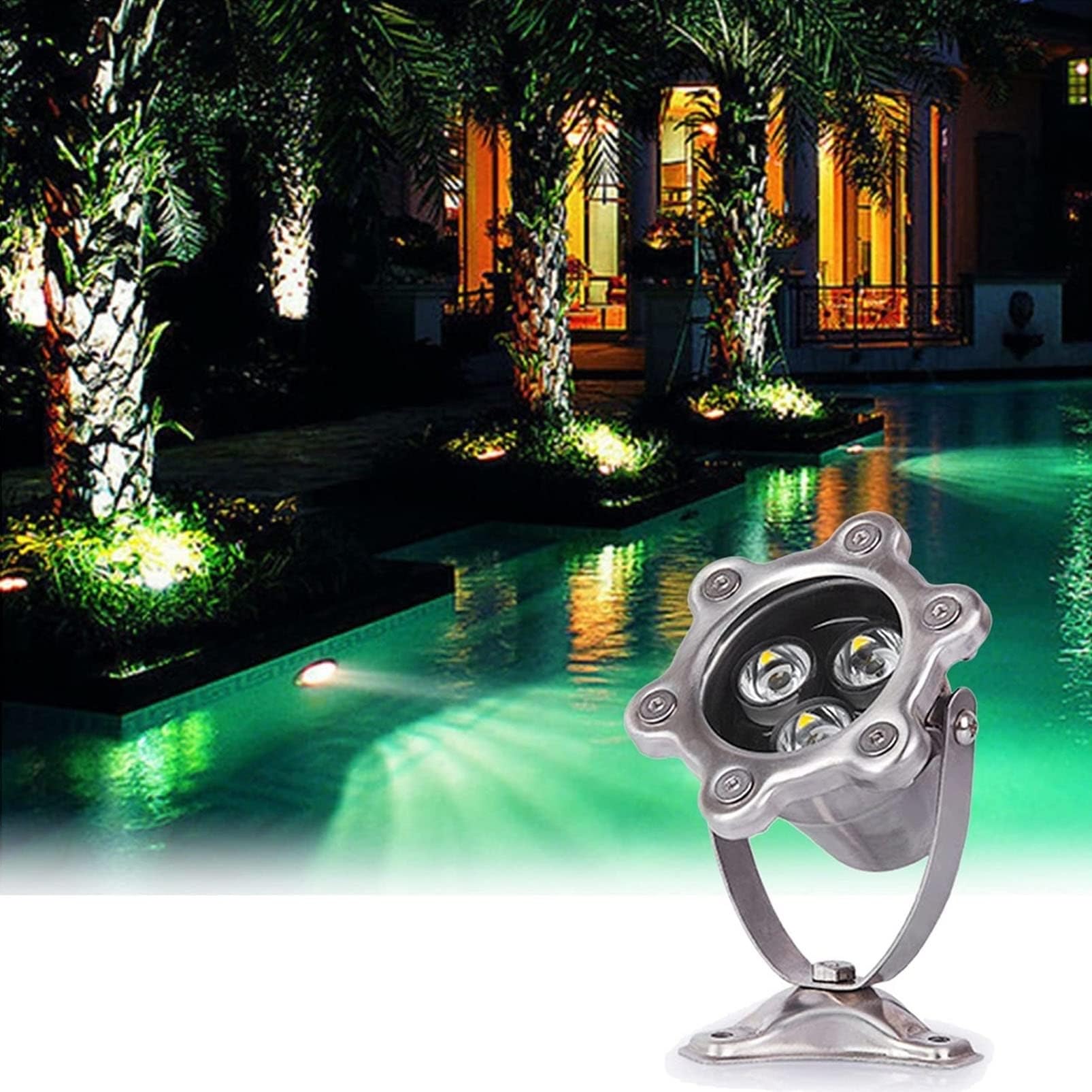 Unterwasser-Scheinwerfer, RGB-buntes Springbrunnenlicht, AC24V-Springbrunnen-Pool-Scheinwerfer, IP68 Wasserdichte Unterwasserlicht-Poolbeleuchtung, Licht Für Teich, Landschaftsbeleuchtung(Blue,24V(6W)
