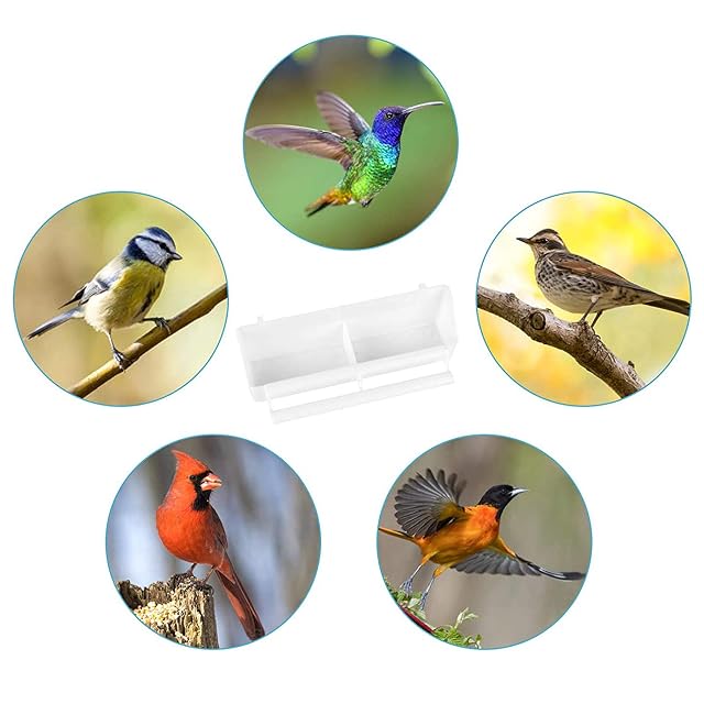 Foto 6 de 7 de bird food Alimentador de agua y comida para aves y pollos, accesorios de jaula de plástico, blanco