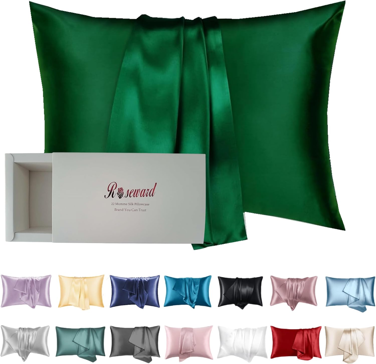 100% Mulberry Silk Pillowcase for Hair and Skin Made in USA, Real 22 Momme Silk Pillow Cases Queen, Not Satin Pillowcase, Anti Acne,Zipper Closure, 1 Pc 20"x30" (Queen, Blue Grey)