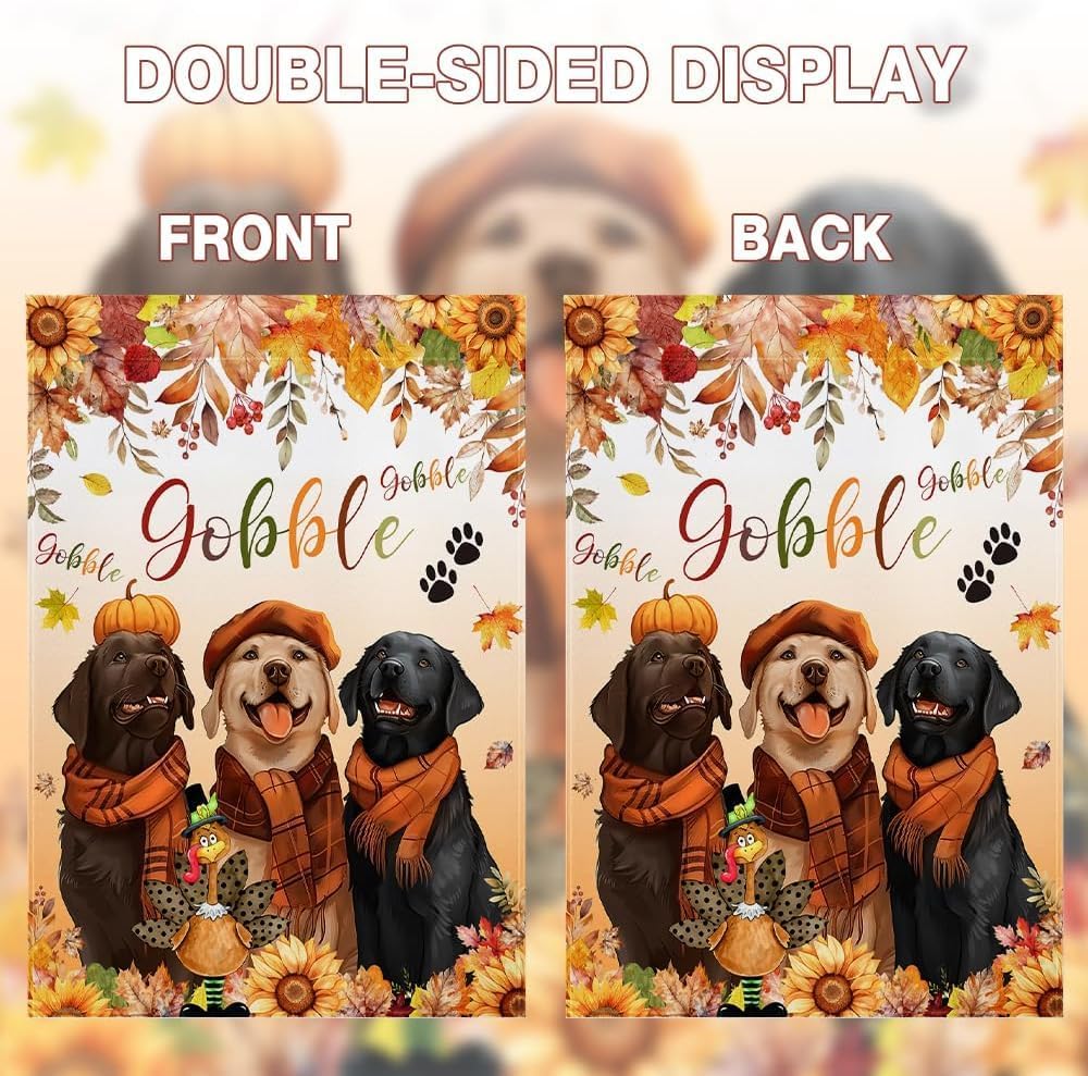MEHOFOND Fall Happy Thanksgiving Garden Flag, Double Sided for Outside Dog Pumpkin Maple Leaves Give Thanks Turkey Seasonal Autumn Yard Decoration 12x18in - Image 7