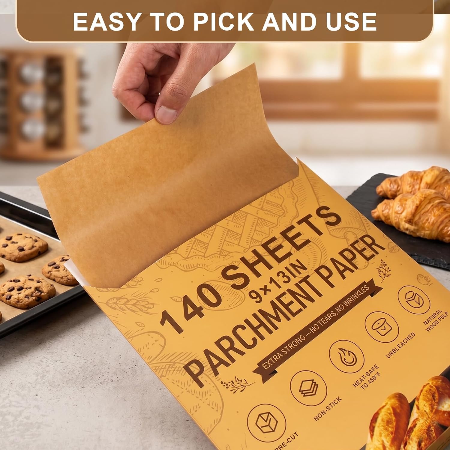 140 Pcs Parchment Paper Sheets 9x13 In, Precut Parchment Paper for Baking