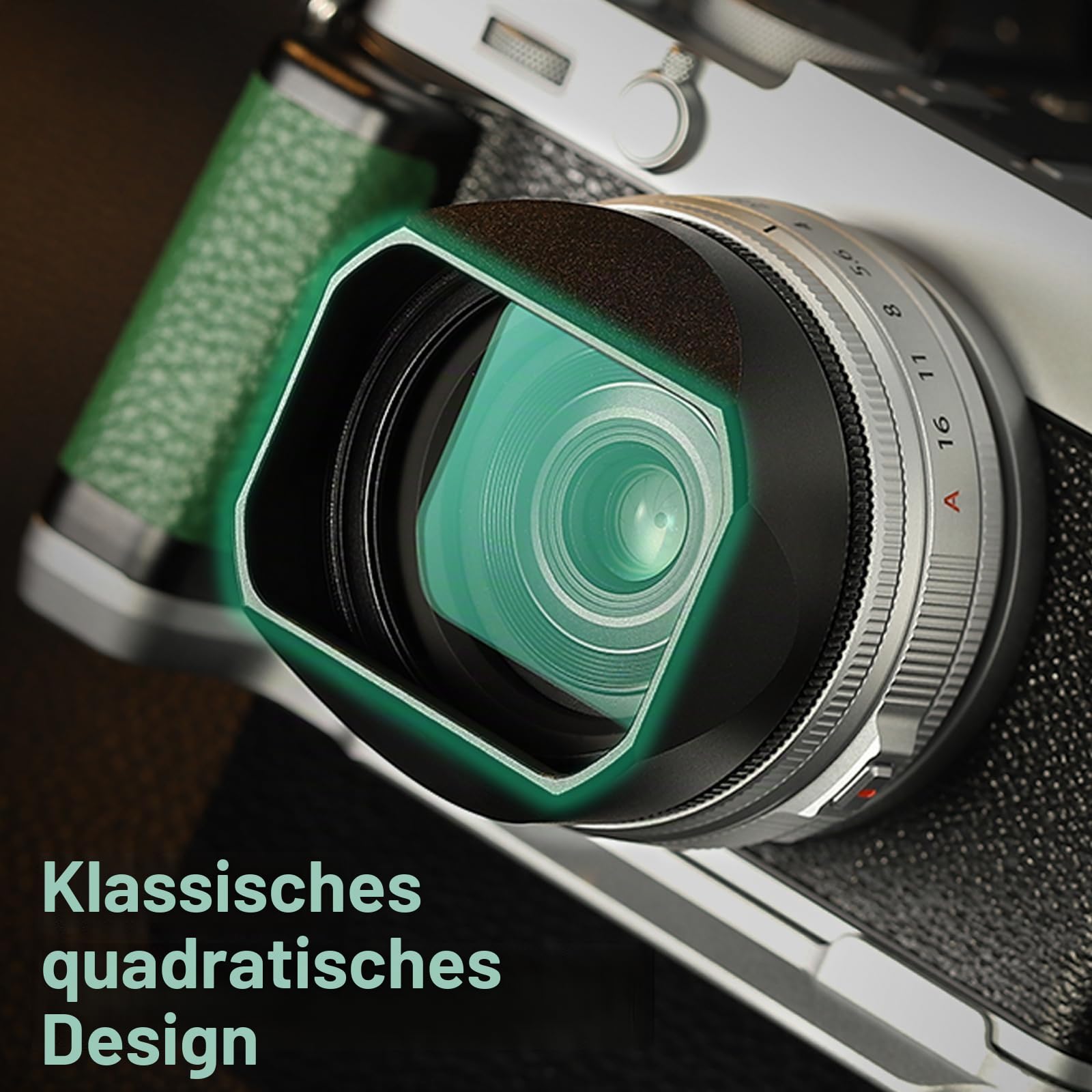 Haoge Metalllische quadratische Objektivblende for Fujifilm X-E5 & XF 23mm f2.8 Set Fujinon XF27mmF2.8 R WR Objektive 39mm Schraubbar Hood Black,with Metallldeckel, on XE5 Kamerakörper Kit