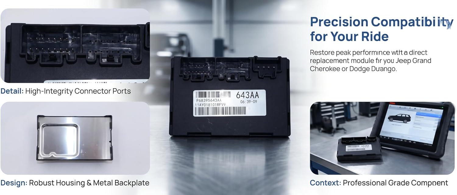 68395643AA with 2011-2013 Jeep Grand Cherokee and Dodge Durango 3.6L V6 / 5.7L V8 Transfer Case Control Module Compatible Replaces 56029423AI, 56029423AJ, 56029423AK (2011-2013)