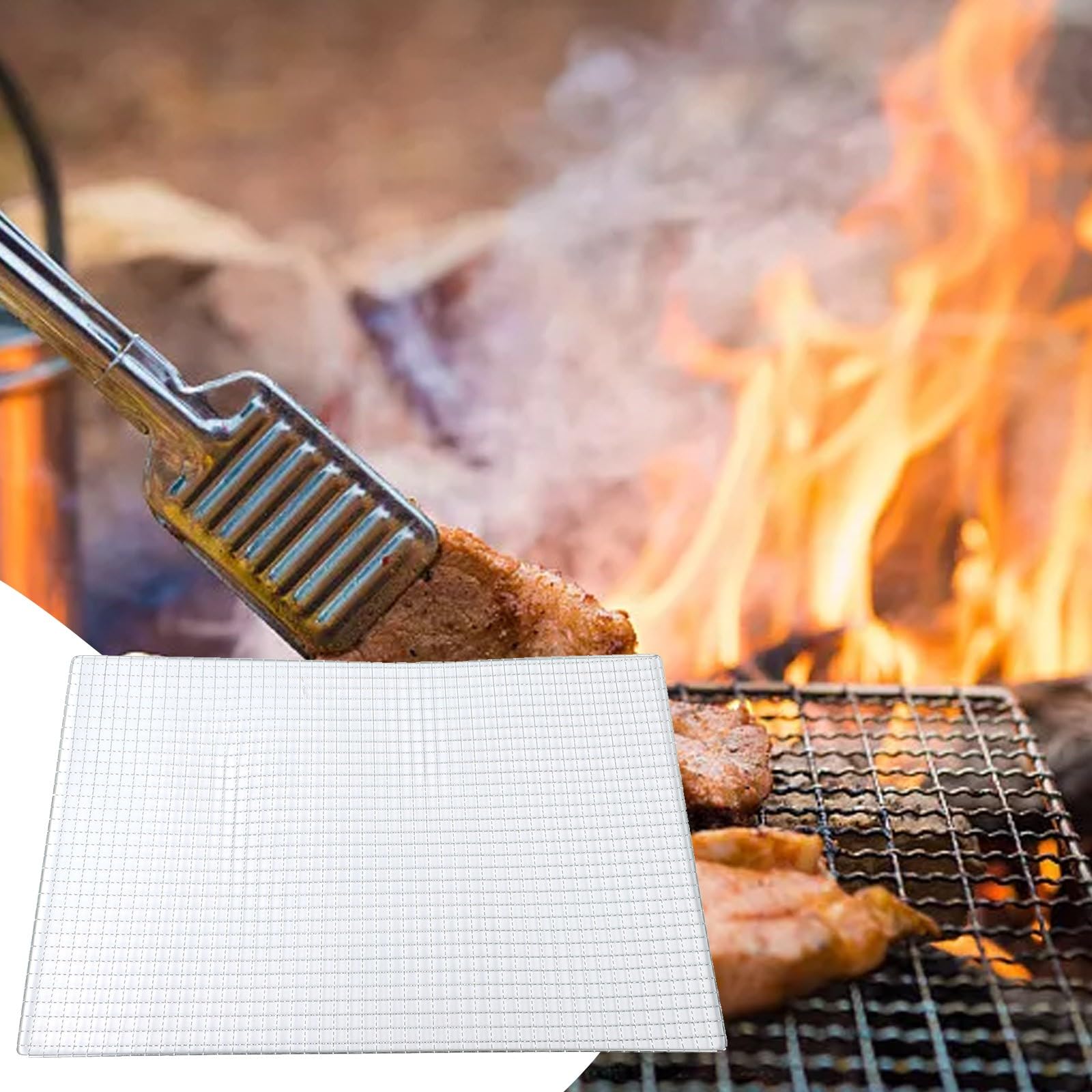 Red de malla de acero inoxidable de alta calidad para asar perfectamente carne de res, pollo, pescado y verduras, accesorio de barbacoa de 60 x 40 cm para cocinar al aire libre