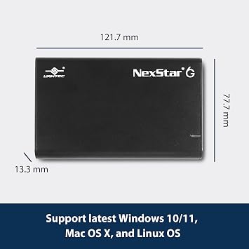 Vantec NexStar 6G, 2.5 SATA III to USB 3.2 Gen1 External SSD/HDD Enclosure, ID: Black (NST-268S3-BK)