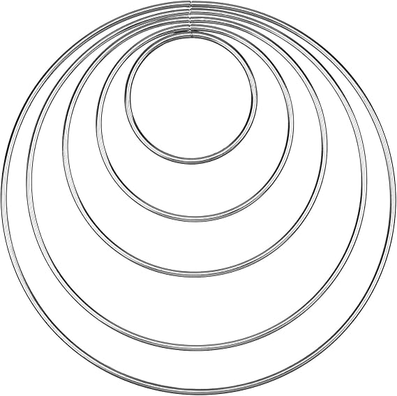 EBOOT 10 Pcs Metal Rings for Crafts Dream Catcher Hoops Macrame Gift Steel Craft Rings Floral Hoop for Making Wedding Wreaths Macrame Wall Hanging Decor 2/3/ 4/5/ 6 Inches(Silver)