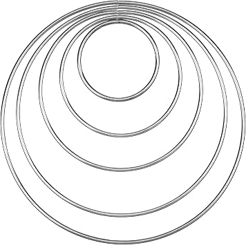 EBOOT 10 Pcs Metal Rings for Crafts Dream Catcher Hoops Macrame Gift Steel Craft Rings Floral Hoop for Making Wedding Wreaths Macrame Wall Hanging Decor 2/3/ 4/5/ 6 Inches(Silver)