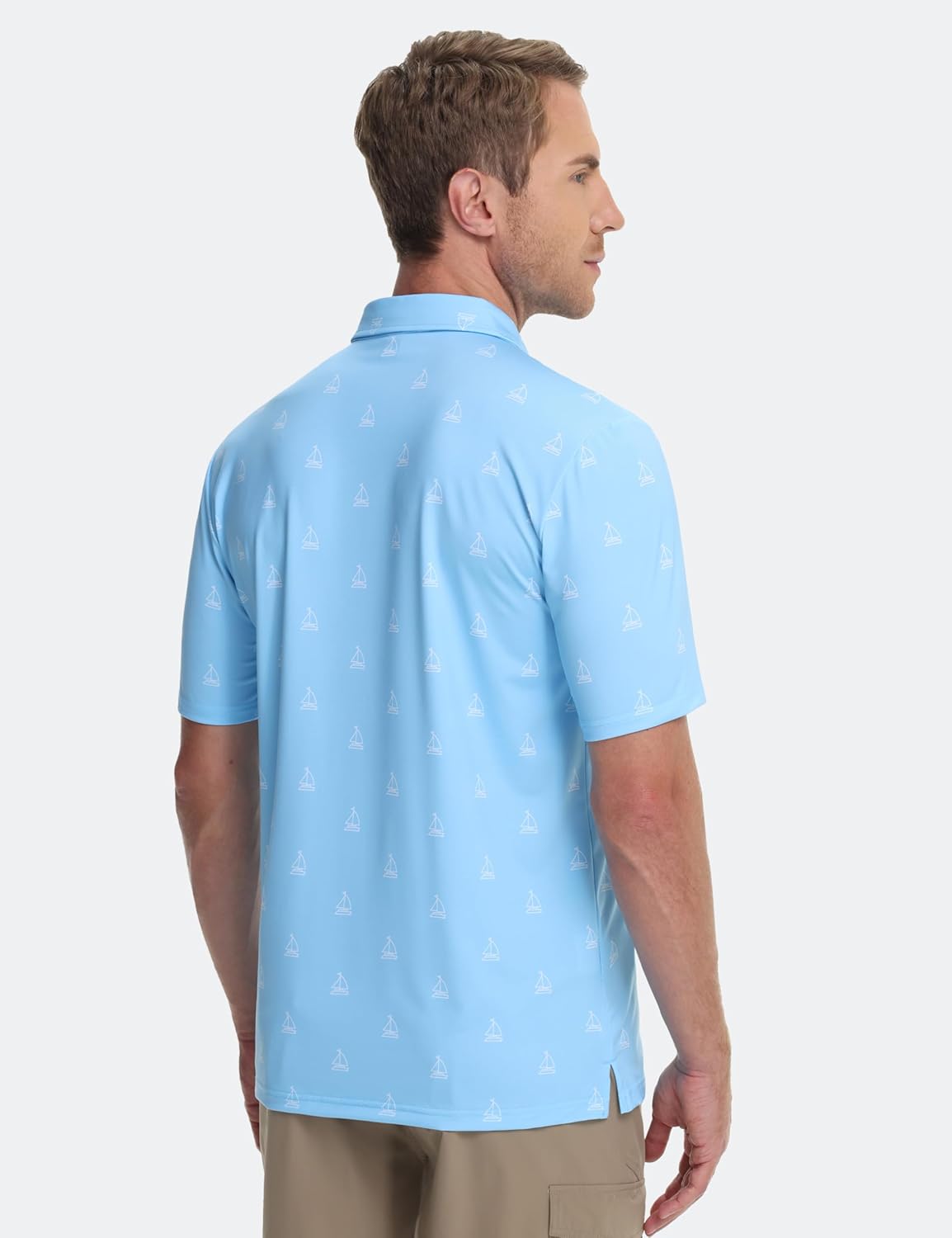 Cotrasen Mens Golf Polo Shirts Short Sleeve Quick-Dry Print Tee Shirt Moisture Wicking Performance Polo Strech Shirts - Image 6