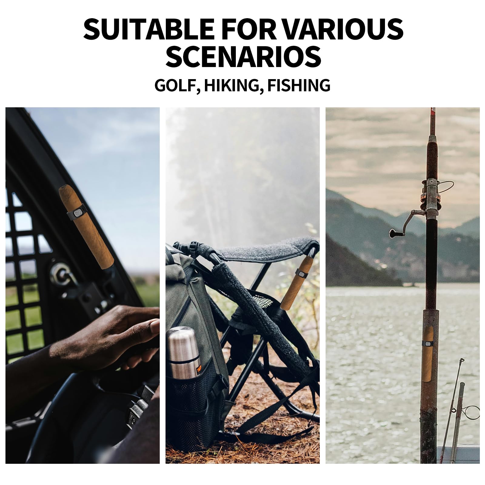 Lyreh 3 Pezzi Portasigari Golf Cart, Magnetico & Regolabile Portasigari per 38-36 Ring Gauge Accessori Senza Mani per Uomini Golf Pesca Grigliate Uso Esterno