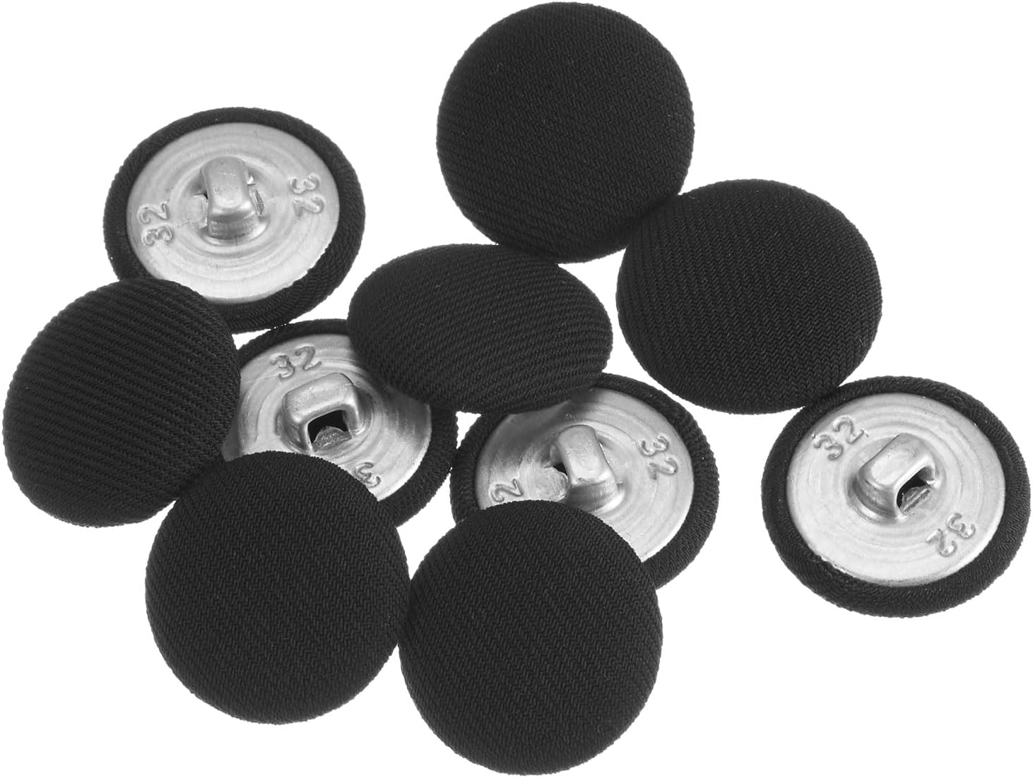 HARFINGTON 10pcs 32L Fabric Cloth Covered Button 20mm Metal Shank Round Sewing