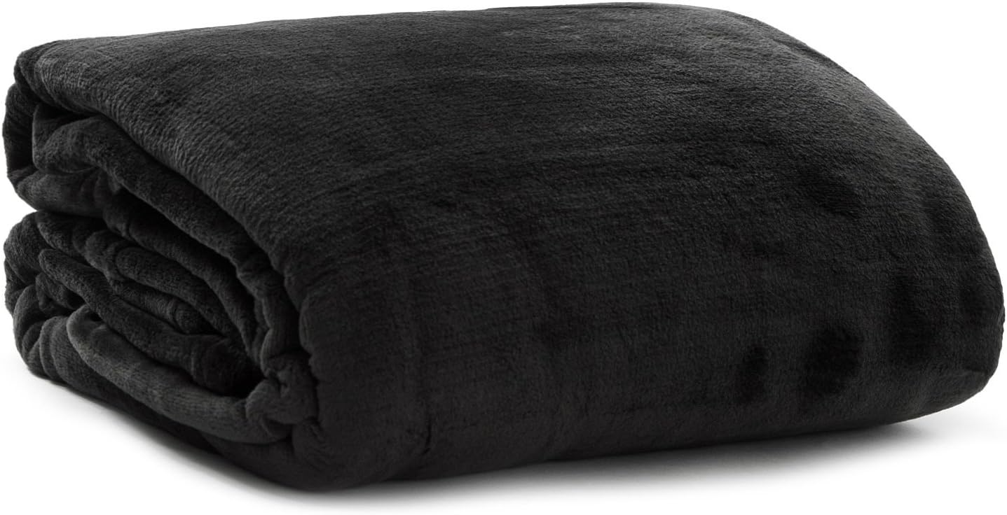 Pink Papaya SnugMe Supersoft, soft and cuddly XL Cashmere Touch cosy blanket, 220 x 240 cm, 280g/m² flannel fleece, Colour: black