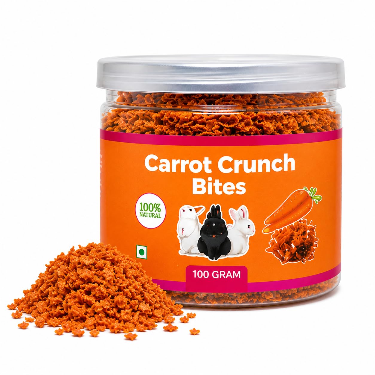 MyEden Carrot Crunch Bites for Rabbits, Guinea Pigs, 100 gm | Healthy Treat-image-7