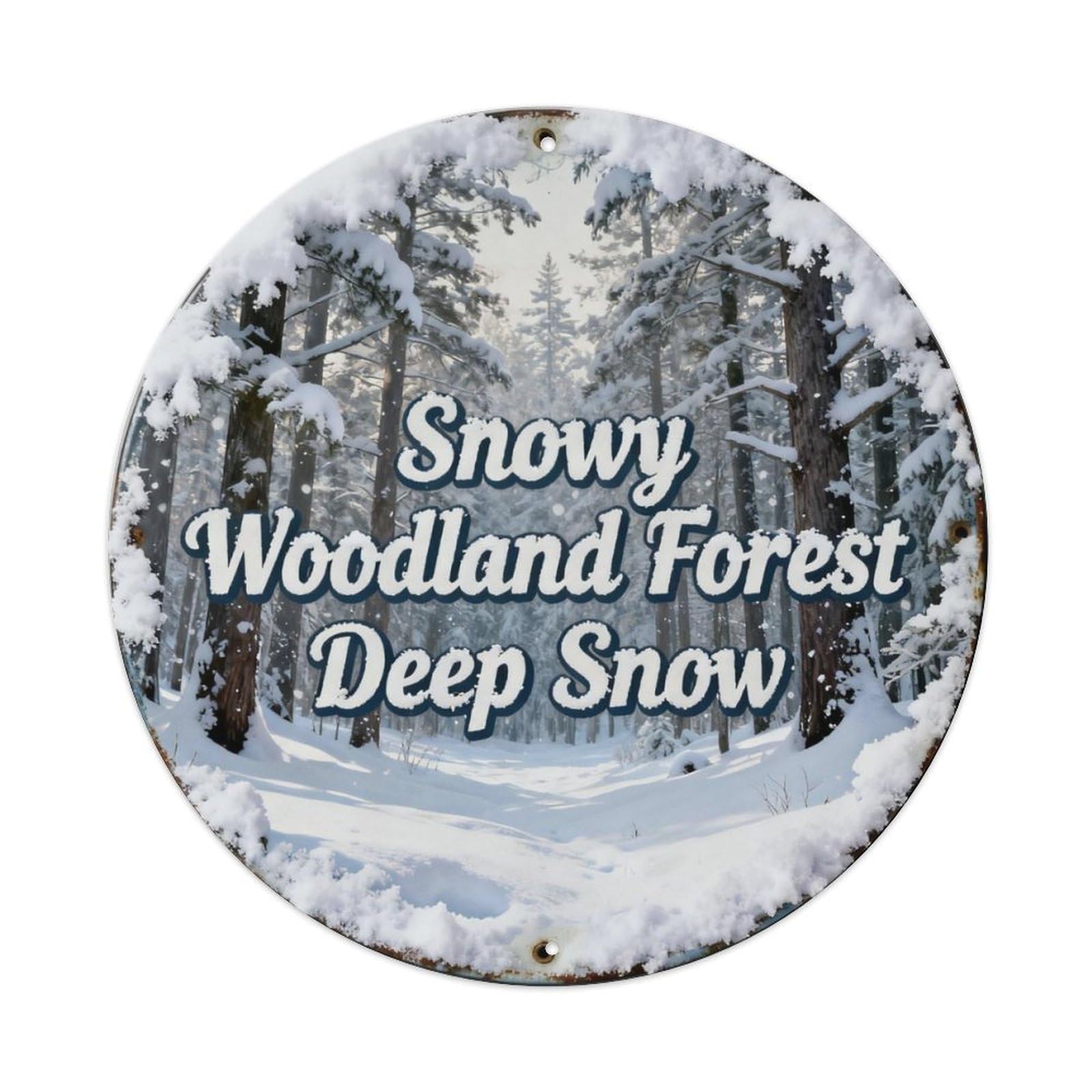 Snowy Woodland Forest Deep Snow Metal Tin Sign Plaque