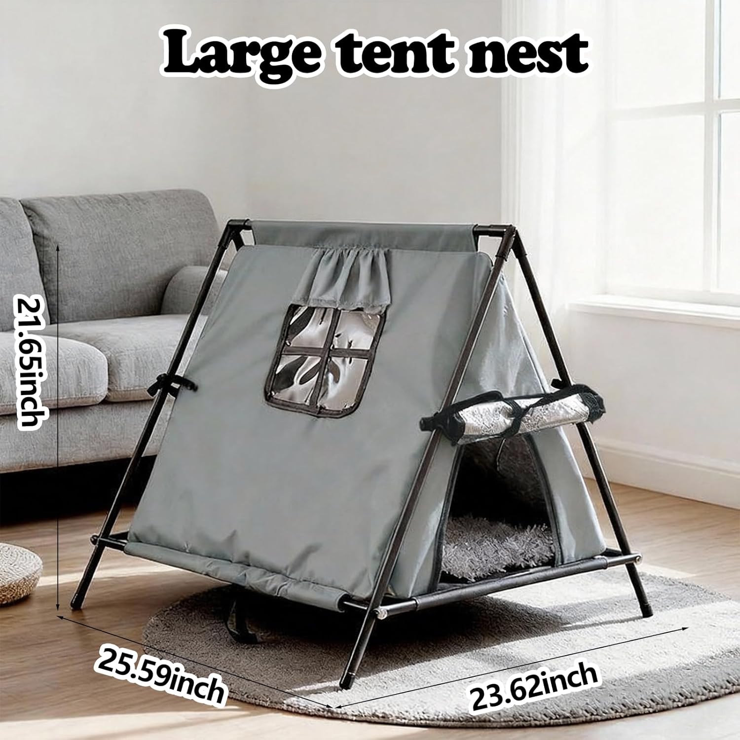 Outdoor Cat House, Weatherproof Outside Cat House Can Accommodate 7-33lb, Stray Cats Dog Pad Houses, Warm Cat Dog Shelter with Removable, Can be Used in All Seasons (Grey, Large 33lb)