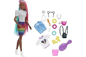 Barbie Leopard Rainbow Hair Doll & Cat Playset