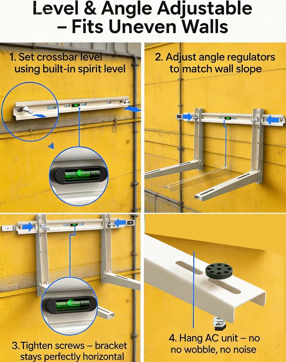 Mini Split Wall Mounting Bracket – Heavy Duty Condenser Wall Mount Rack for 7000-12000 BTU Air Conditioner Units, Outdoor Split System Support Bracket, Max Load 400 lbs image 3