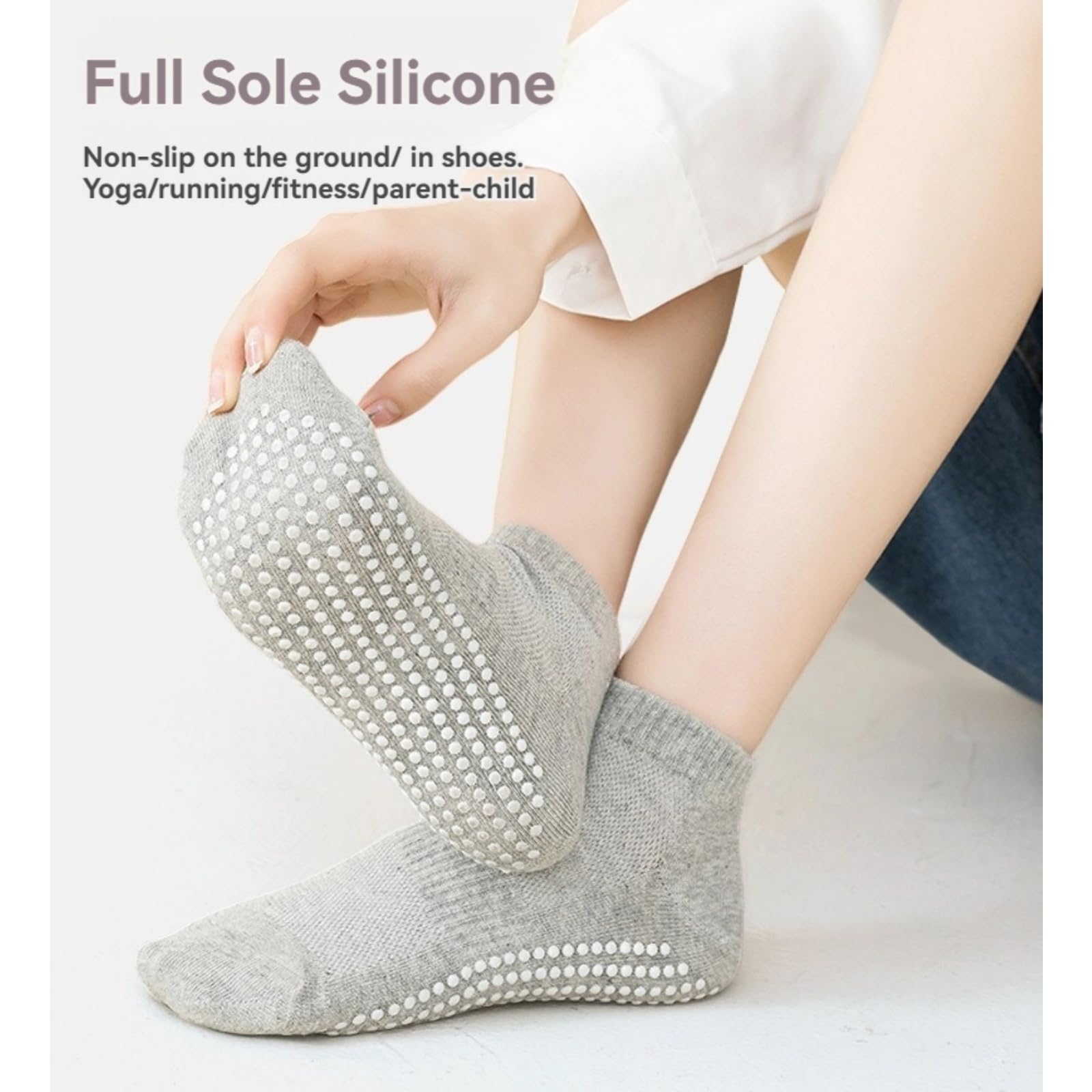 YSZC Yoga Socks for Women&Men, Non-Slip, Ankle Protection - 4 Pairs Multi-Color Pilates Socks for Studio & Home Workouts (black), Medium