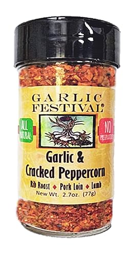 Garlic Festival Foods Condimento de ajo y pimienta agrietada 2.7 oz.